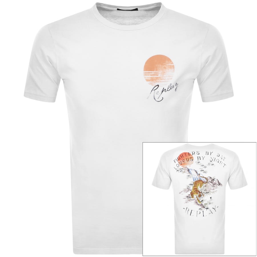 Alternative Image for ProductReplay Logo Crew Neck T Shirt White1